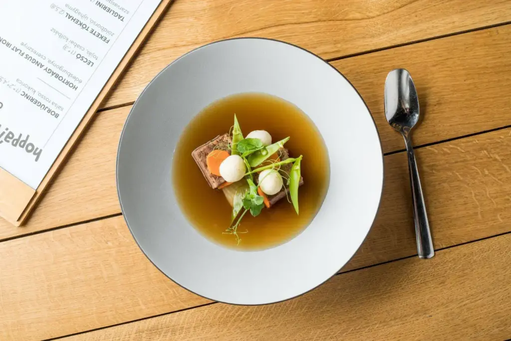 Fish soup in Hoppá Bistro Budapest